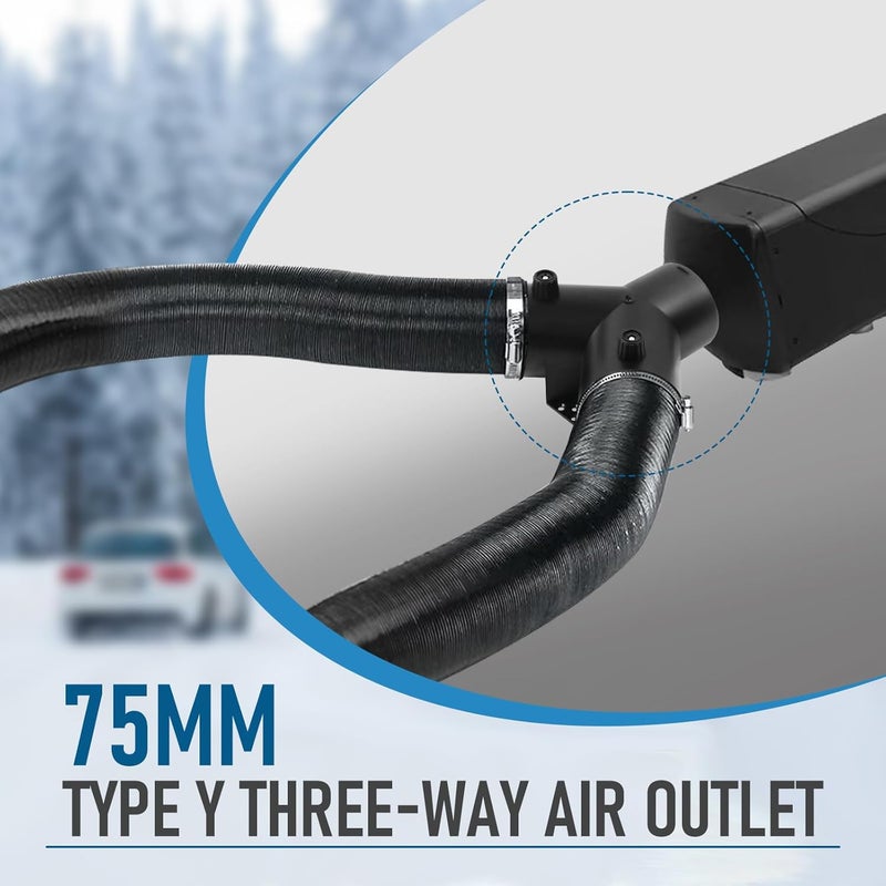 DTNESS Ø75mm Type-Y Duct Connection, Air Heater Diesel Auxiliary Accessories with Double Valve, 3-Way Air Outlet Pipe for Diesel Heater - Image 2
